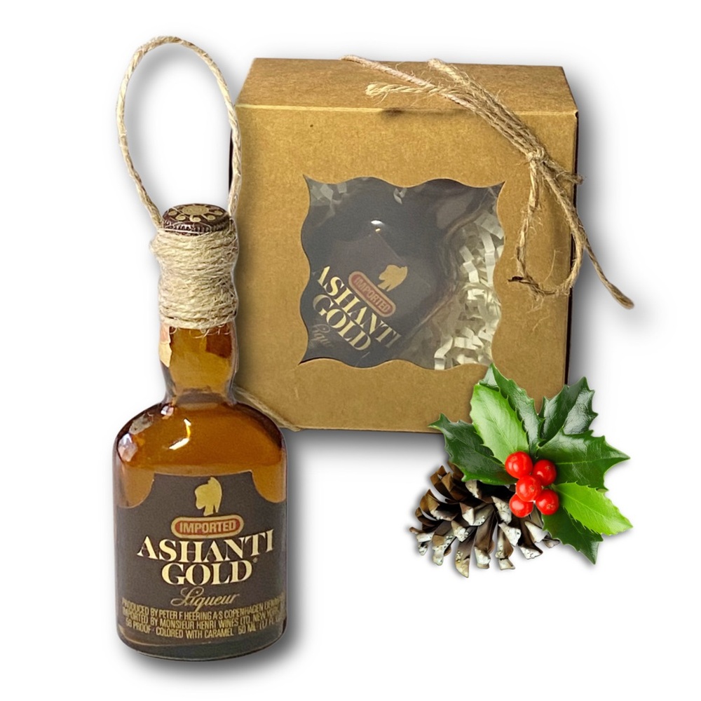 Ashanti Gold Chocolate-flavored Liqueur Artisan Vintage Glass Bottle Ornament